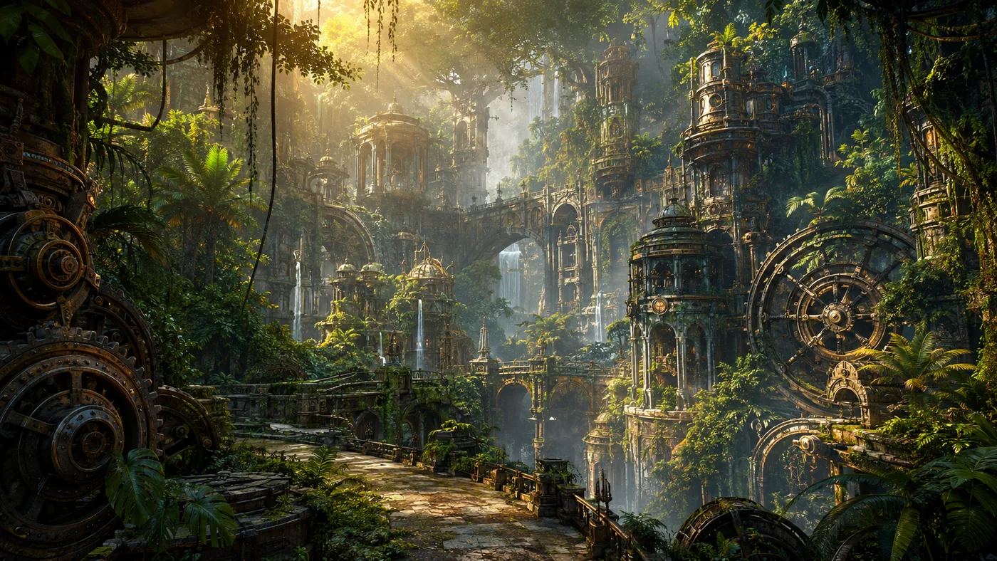 Split landscape of a fiery lava castle on the left and an icy crystal castle on the right divided by a crackling line of energy, fantasy concept art