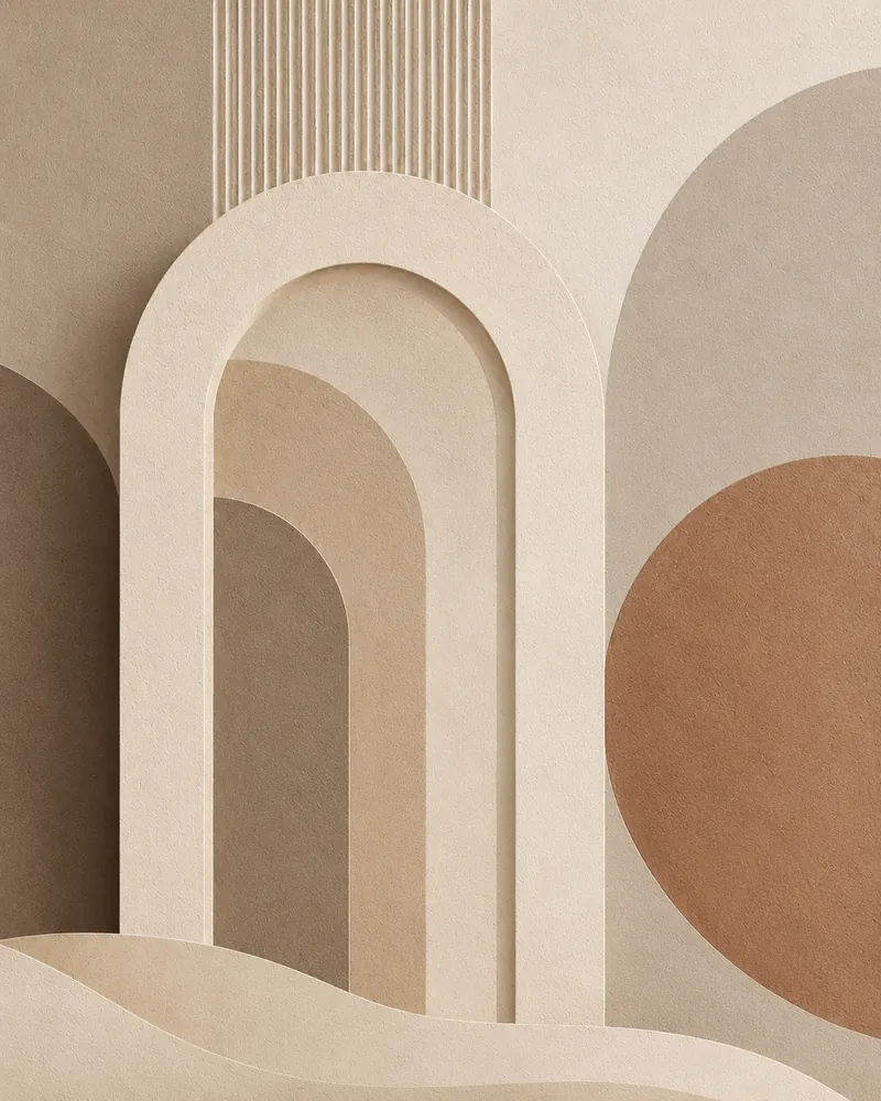 Luxury neutral abstract arches printable wall art with soft beige tones and layered organic curves